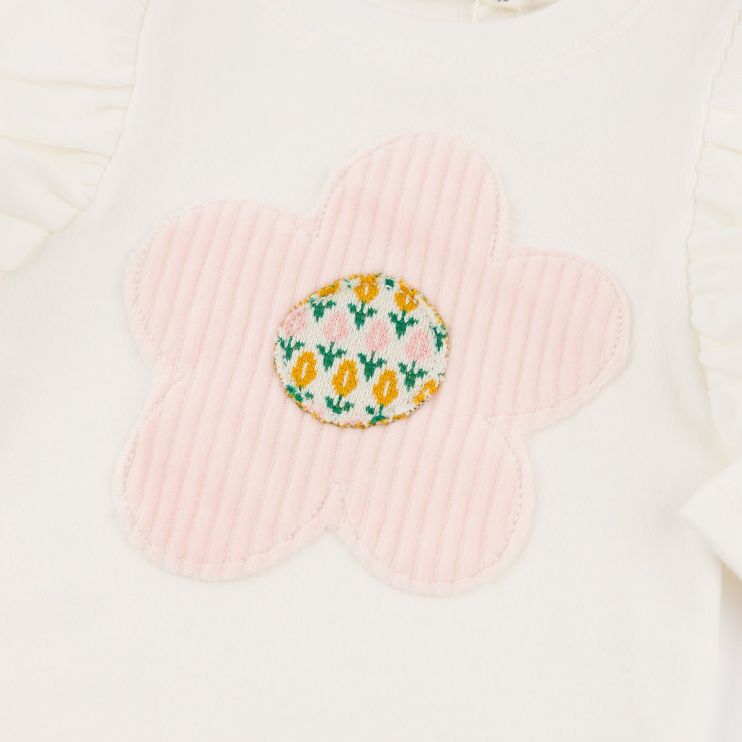 Quilted Flower Applique Baby Rib Butterfly L/S Tee