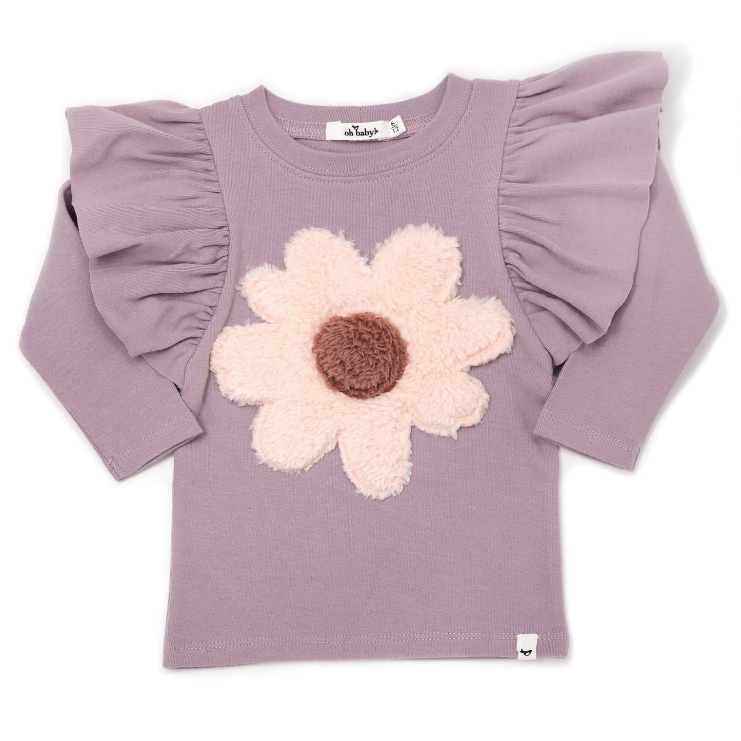 Fuzzy Flower Butterfly Sleeve Tee