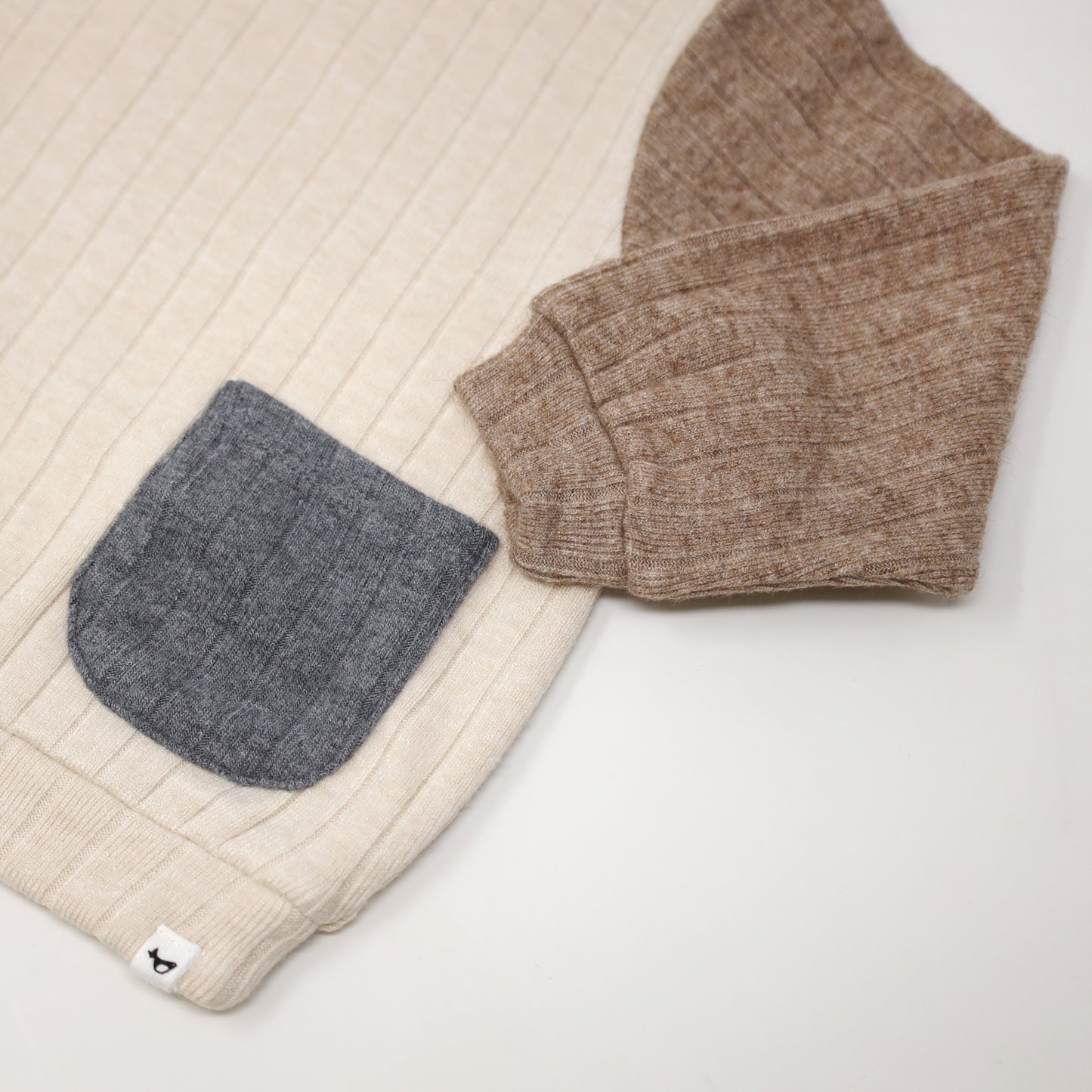 WR Sweater Knit Mushroom Slv Charcoal Pckt Boxy