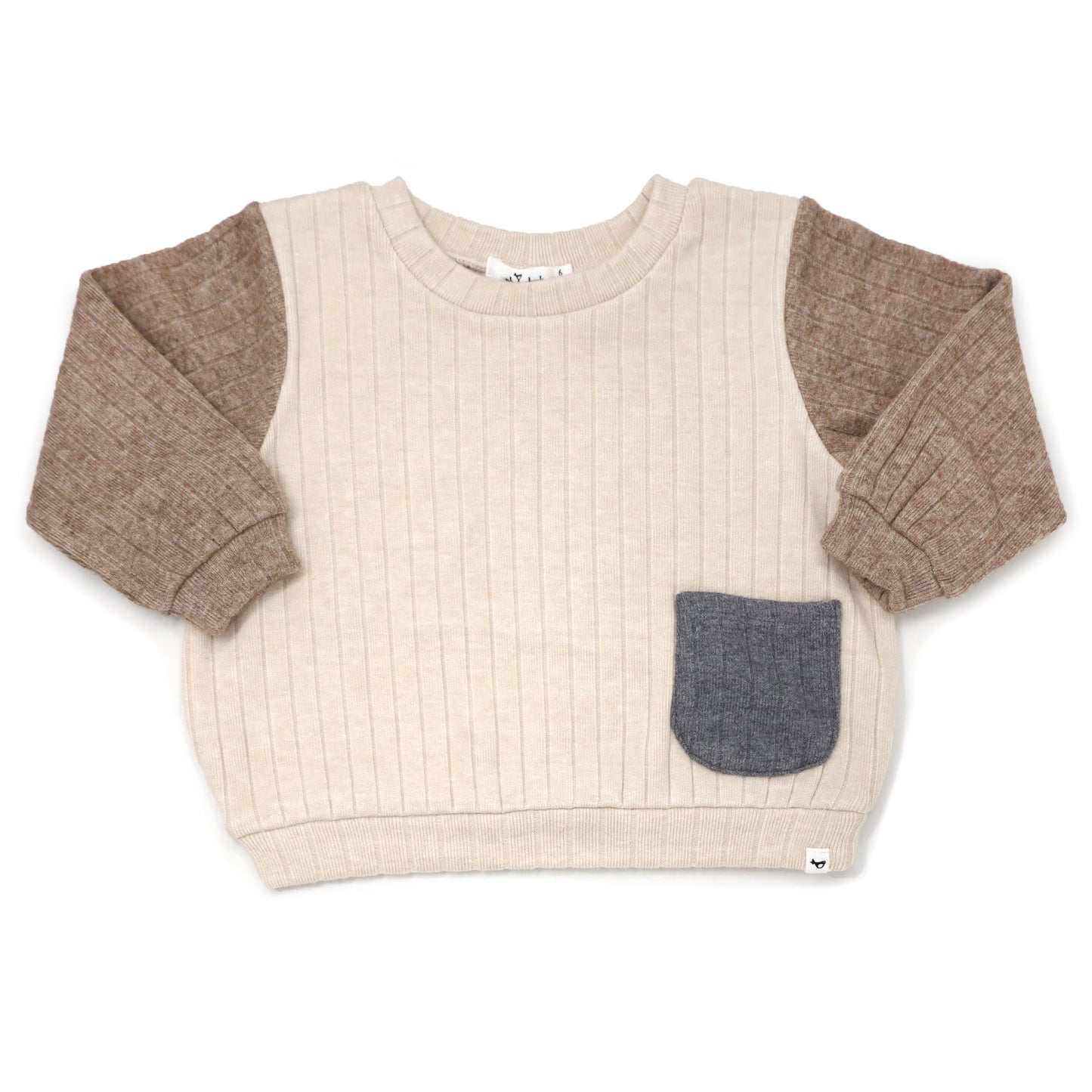 WR Sweater Knit Mushroom Slv Charcoal Pckt Boxy