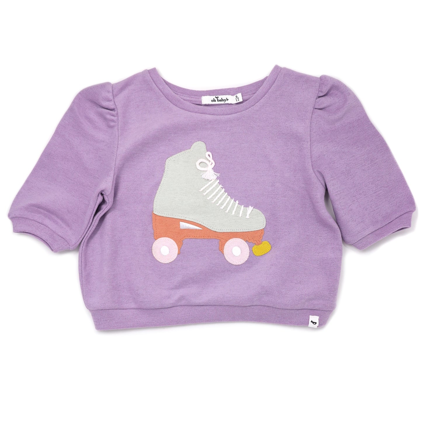 Rollerskate Applique Cotton Terry Puff Sleeve Boxy