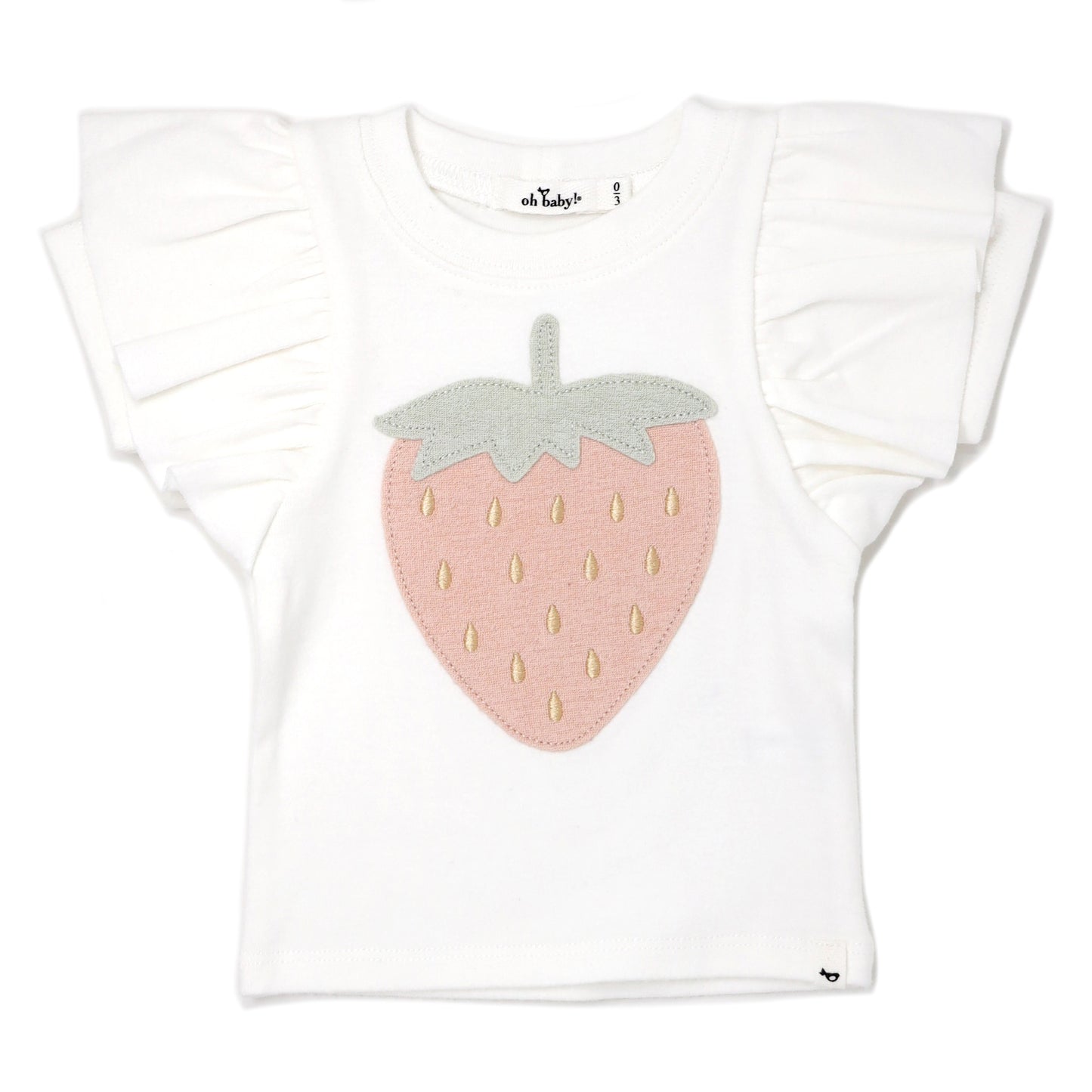 Strawberry Applique Cotton Baby Rib Butterfly SS T