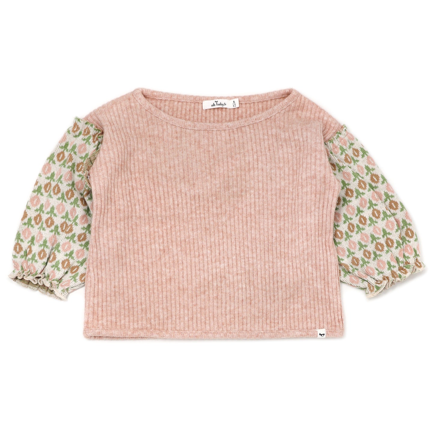 Nellie Sweaterknit Blouse Tulip Puff Sleeves