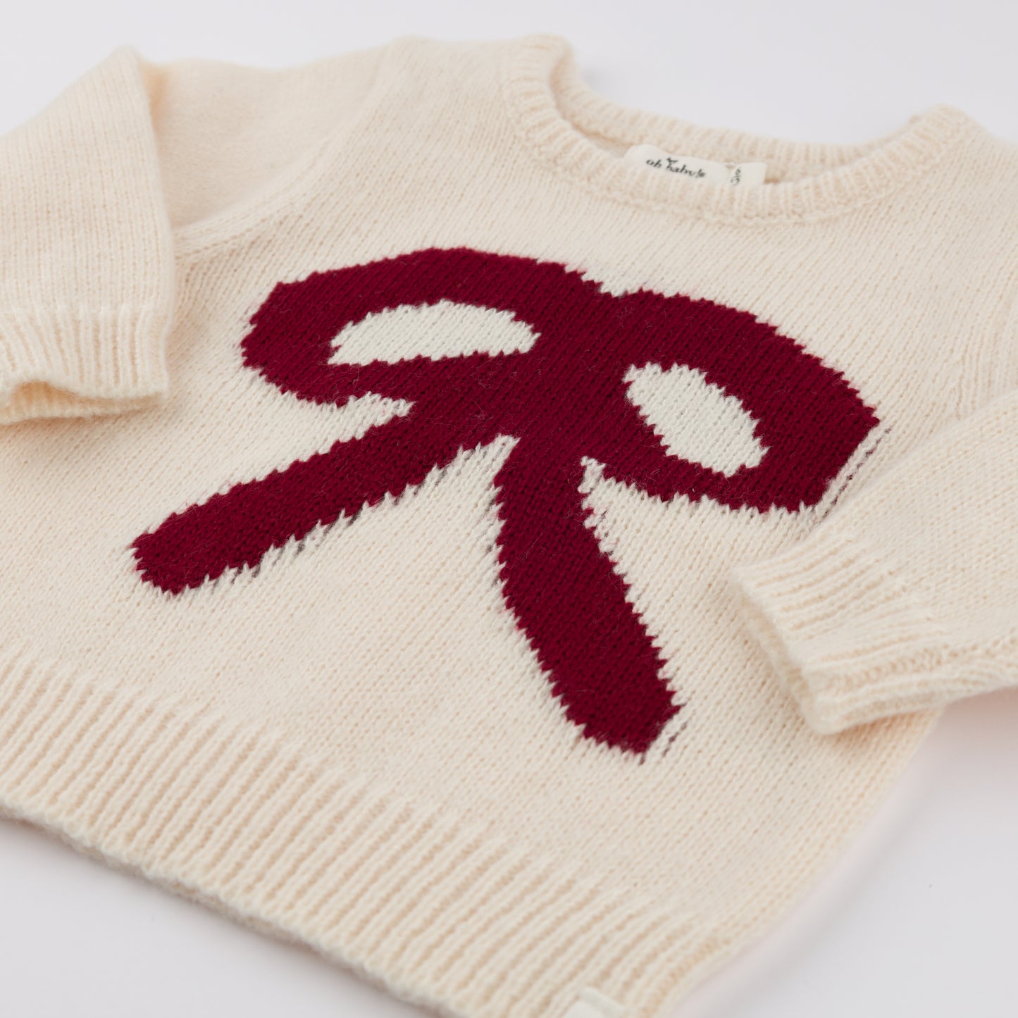 Berry Red Bow Crew Neck Sweater