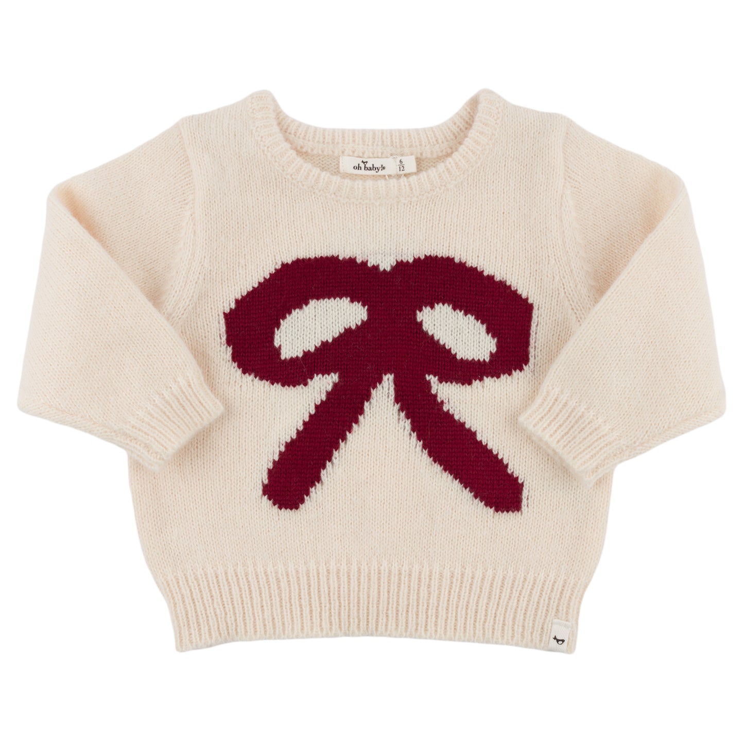 Berry Red Bow Crew Neck Sweater