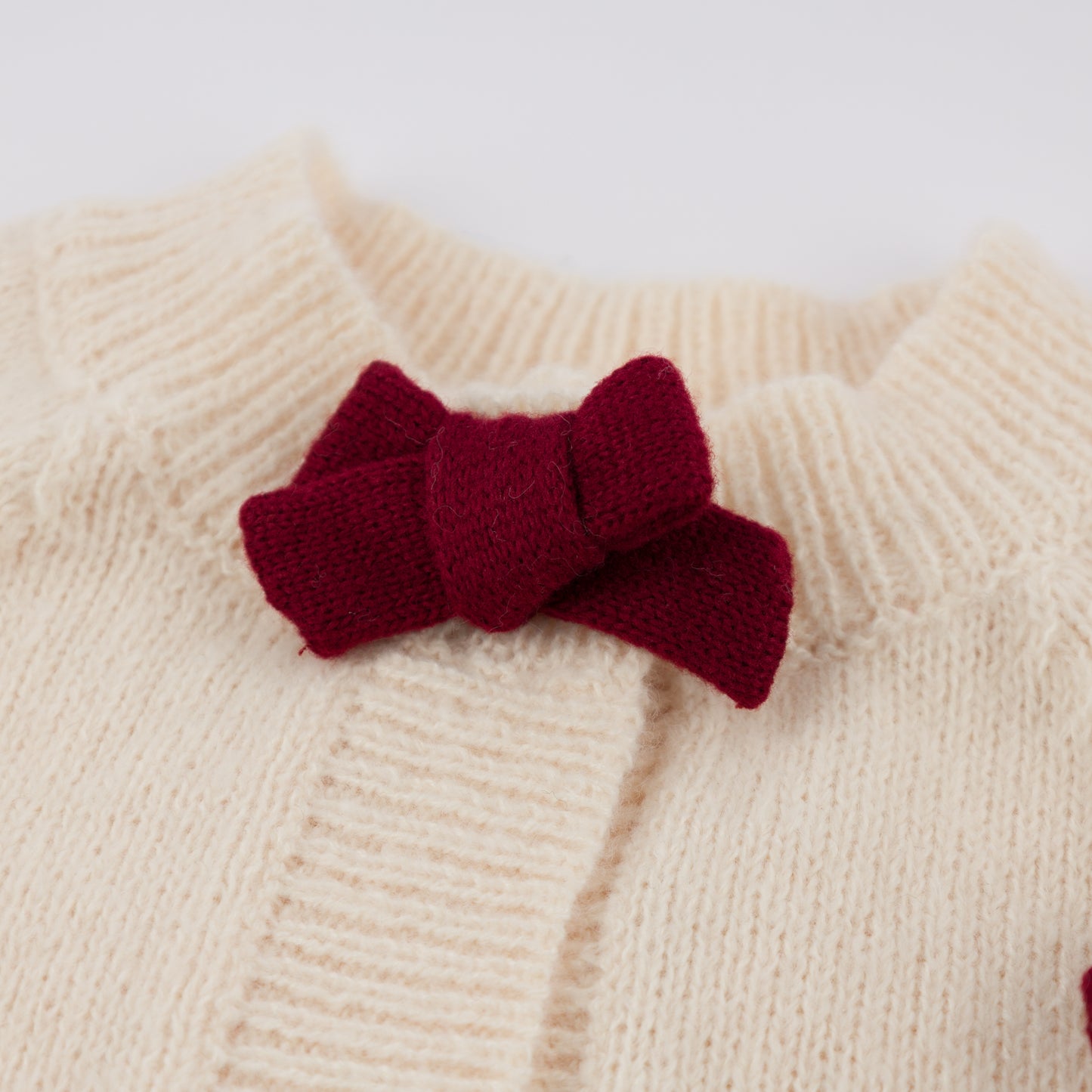 Scandi Cardigan with Berry Red Bows