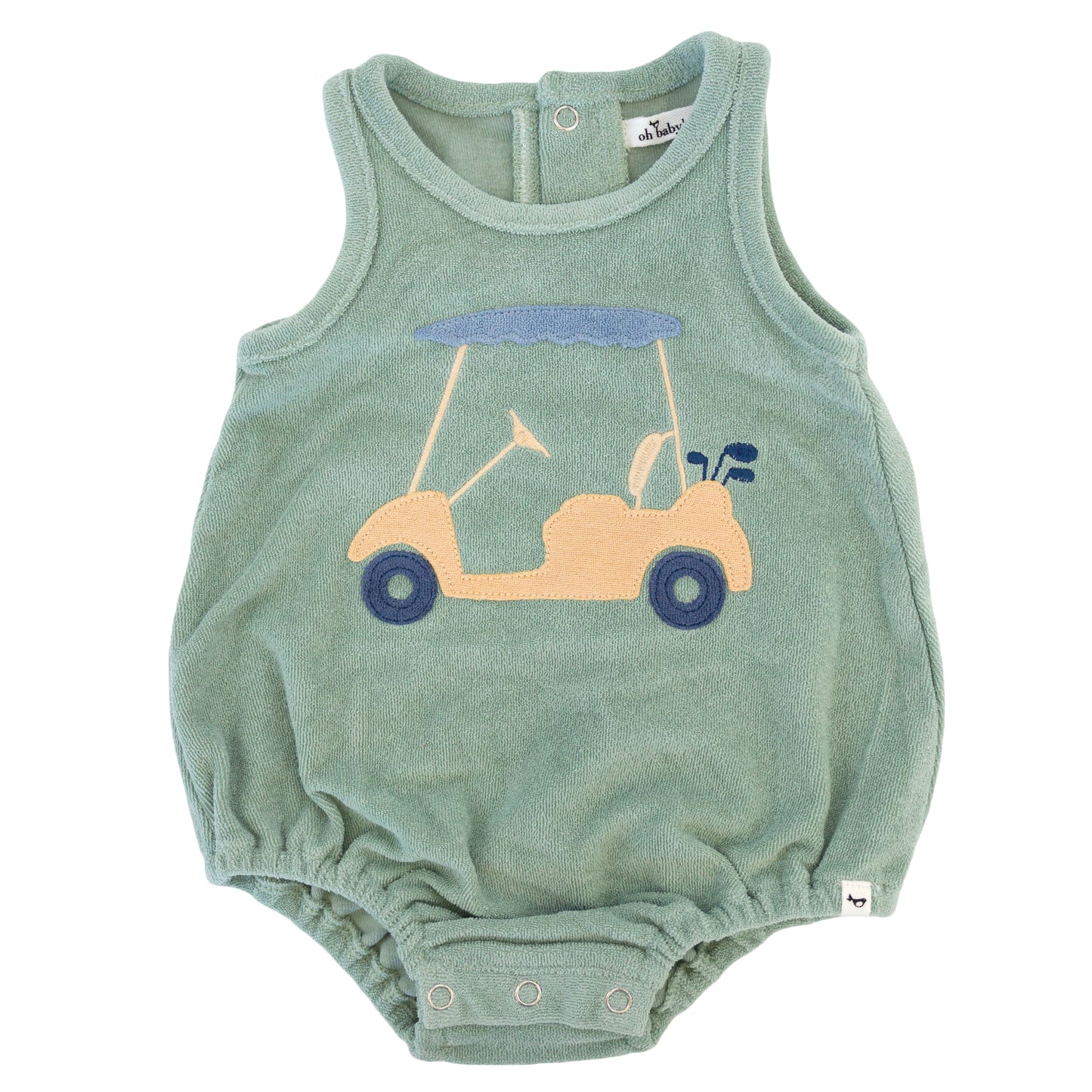 Golf Cart Denim Wheels Applique Terry Bubble