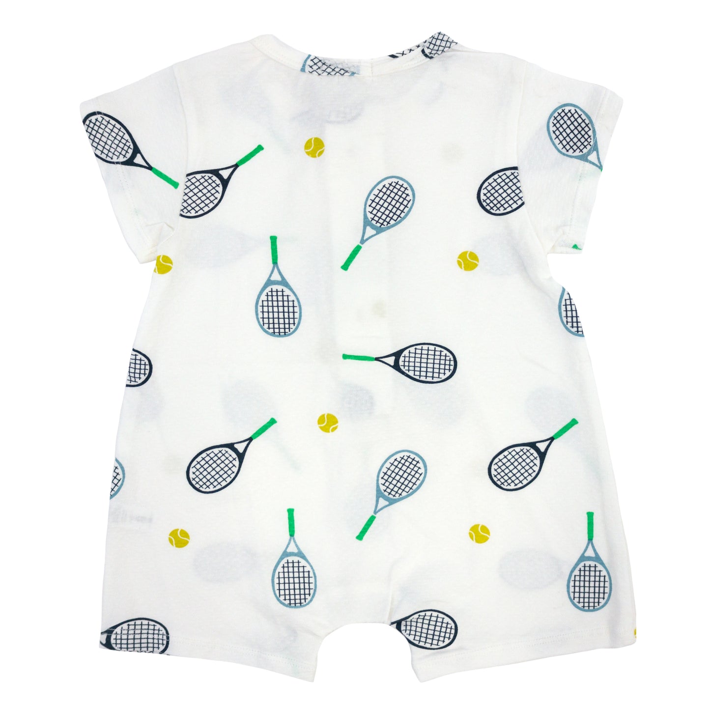 Tennis Print SS Button Neck Romper