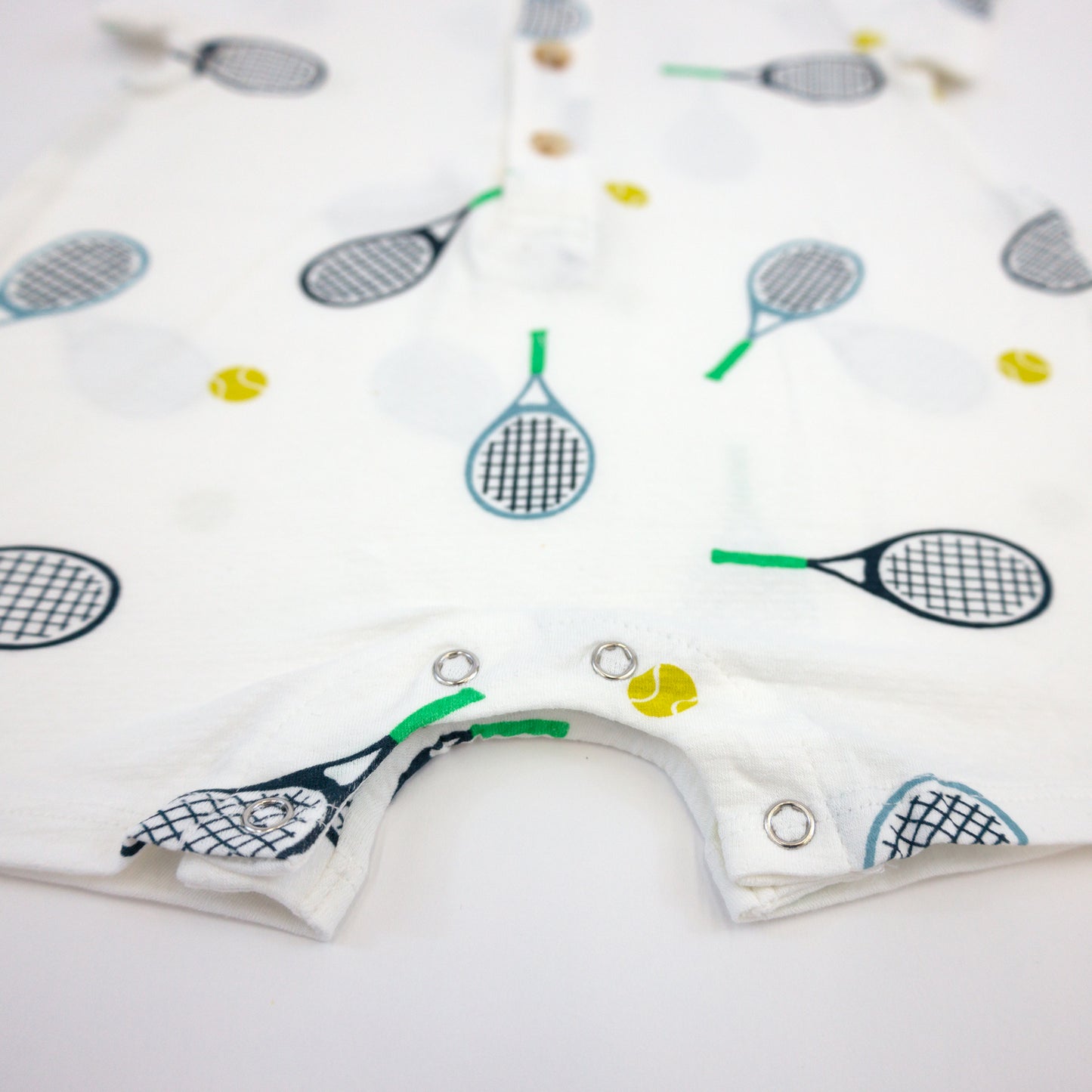 Tennis Print SS Button Neck Romper