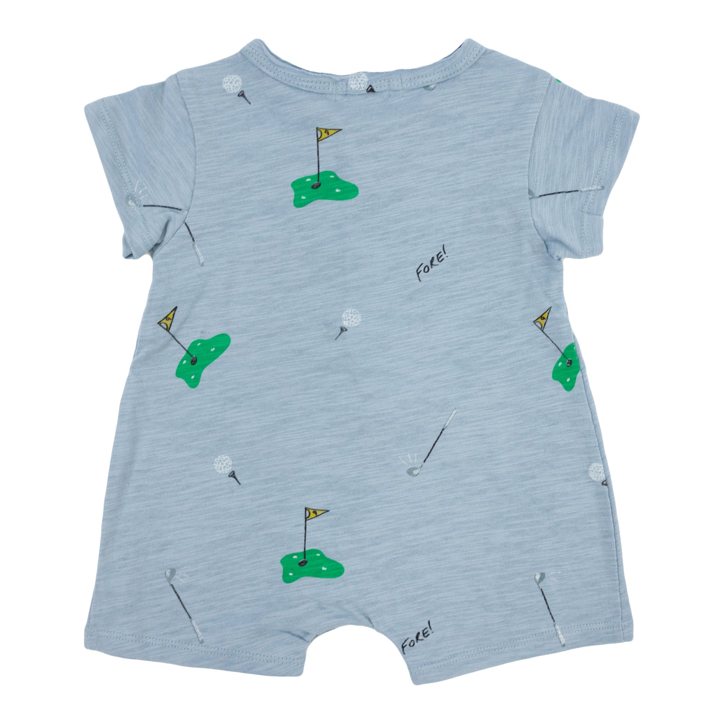 Golf Print SS Button Neck Romper