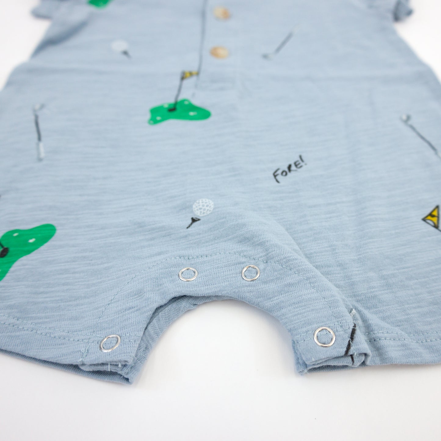 Golf Print SS Button Neck Romper