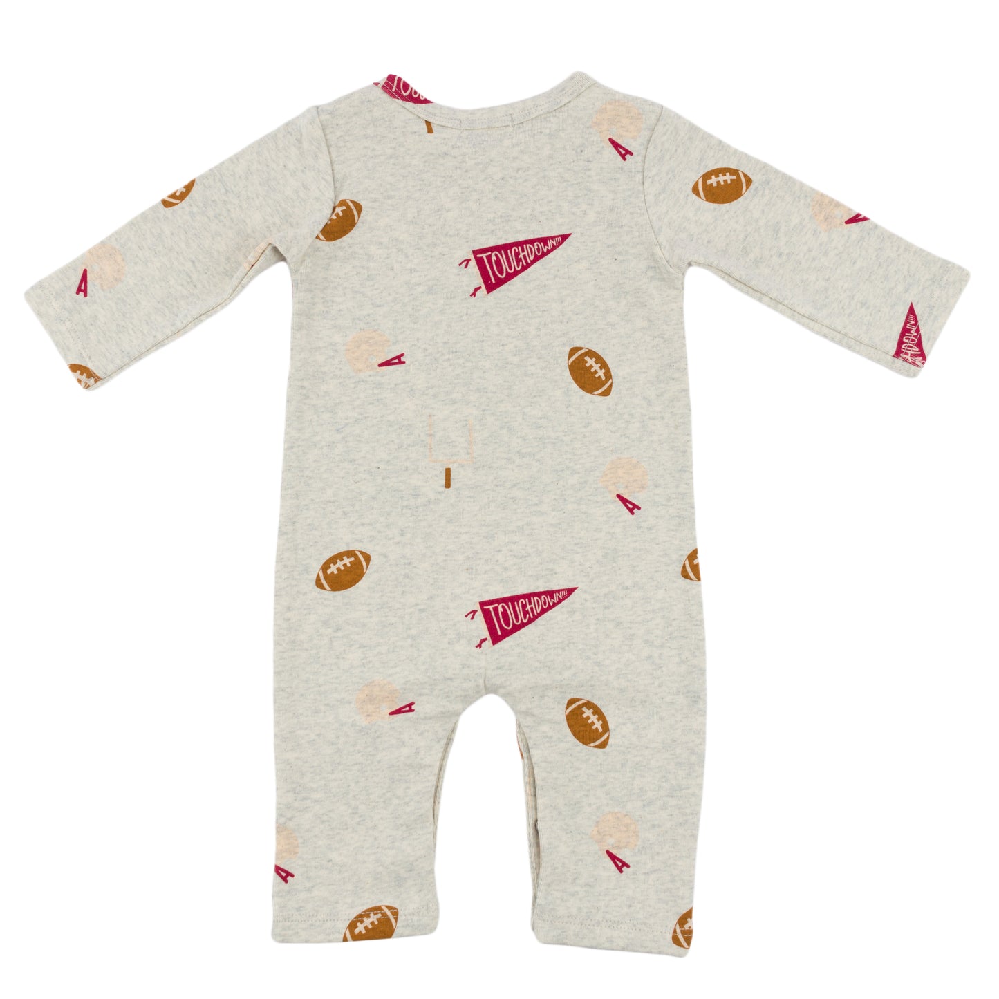 Football Print One Button Romper Baby Rib