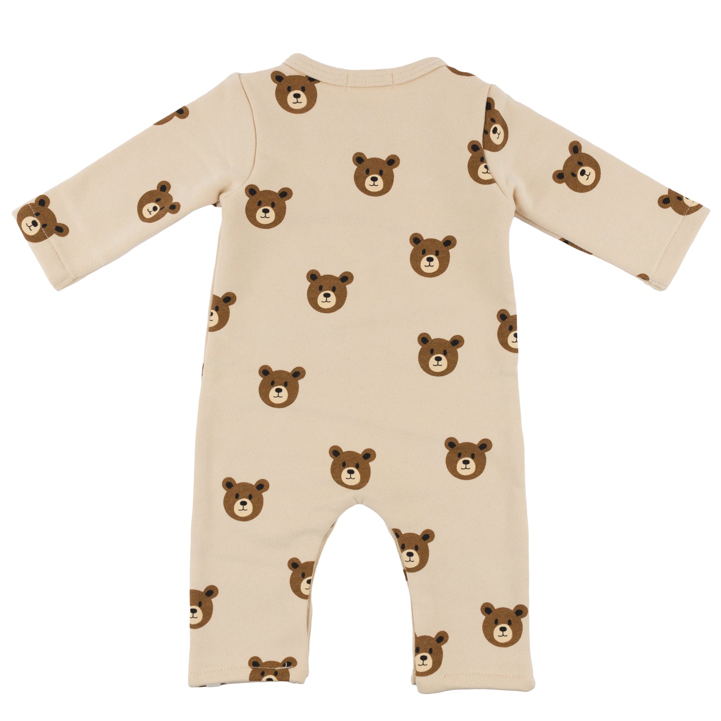 Teddy Bear Face One Button Romper French Terry