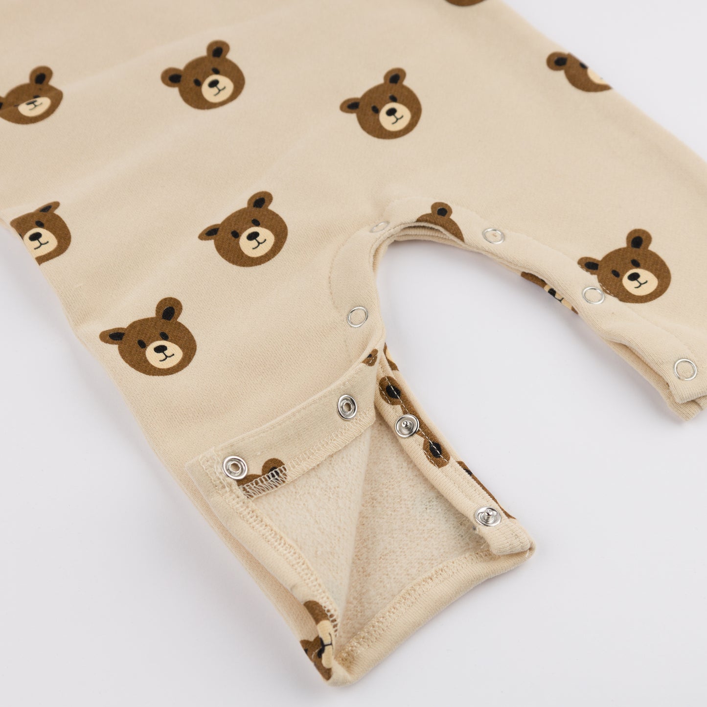 Teddy Bear Face One Button Romper French Terry