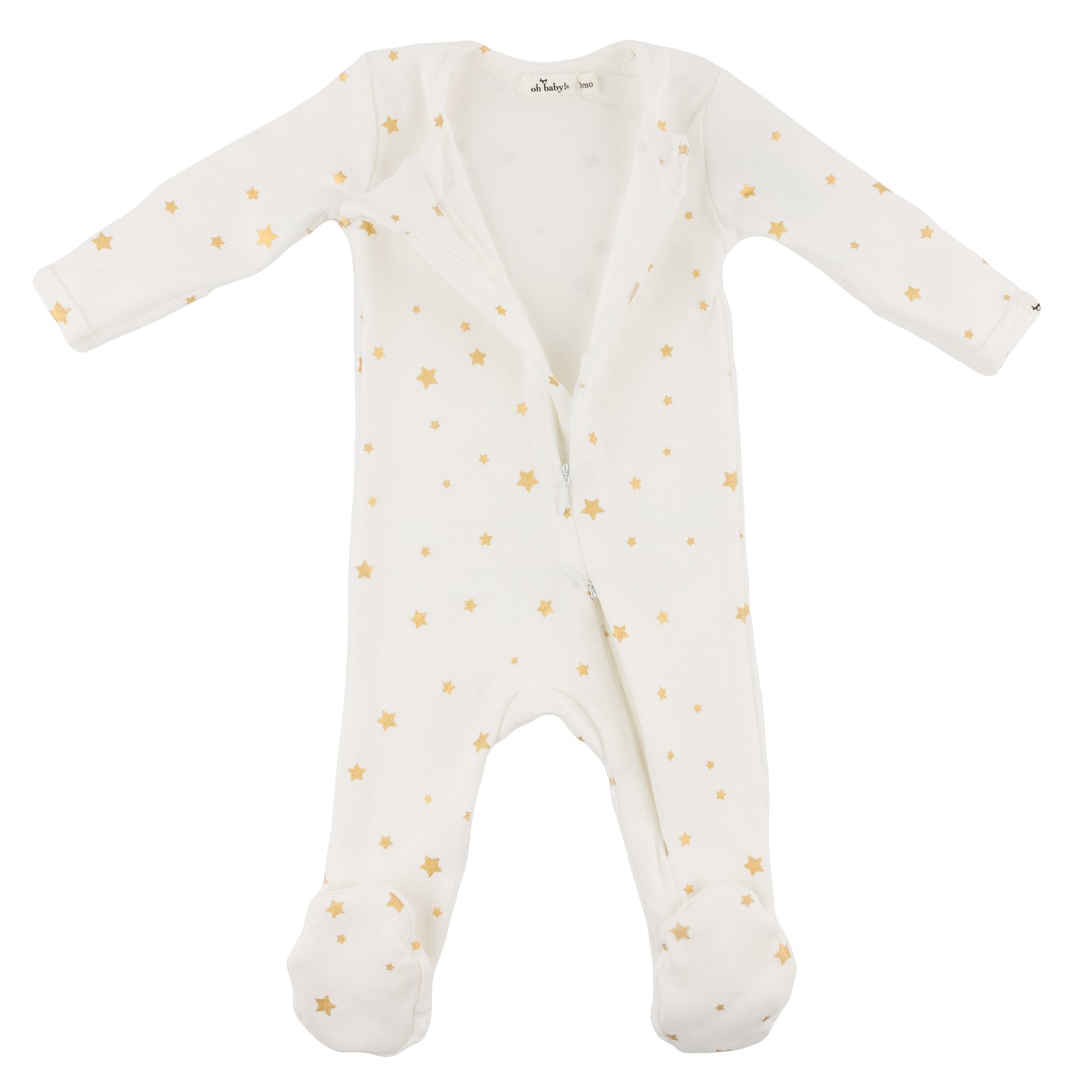 Mini Gold Star Foil Zipper Footie
