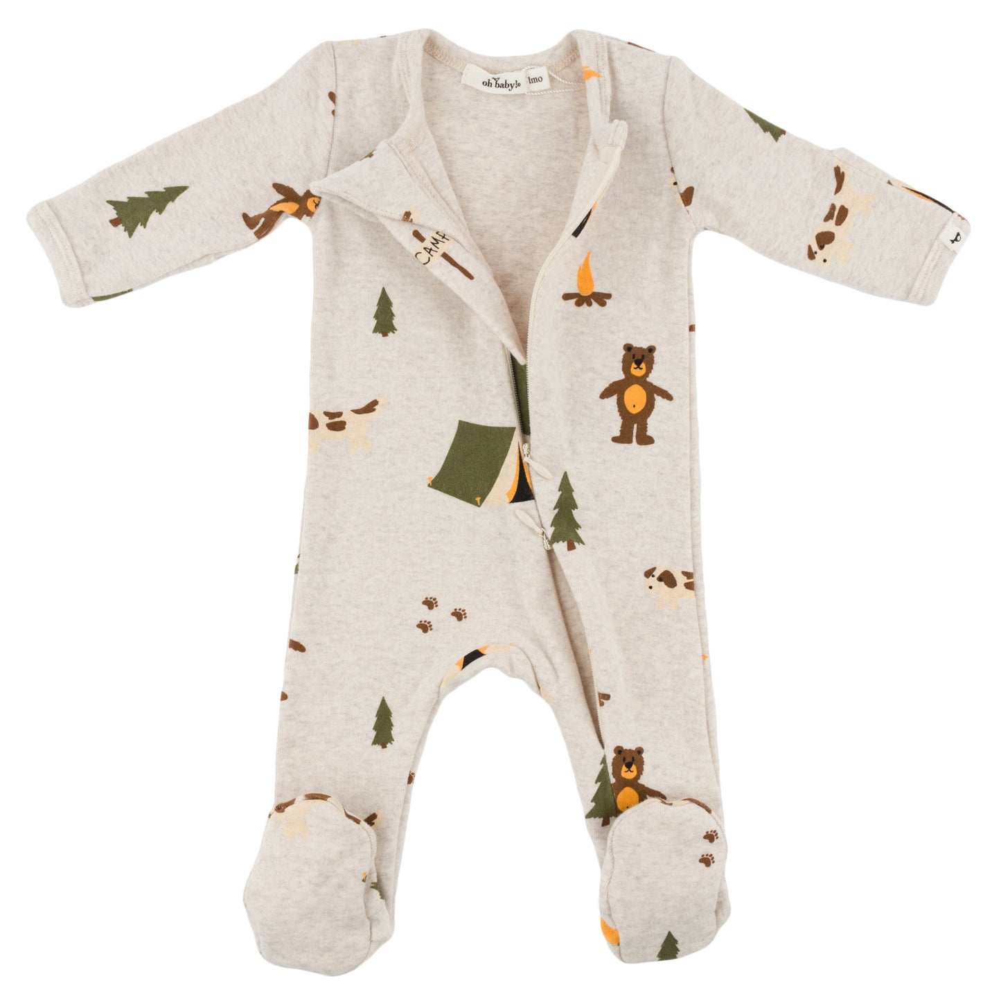 Camping Print Zipper Footie