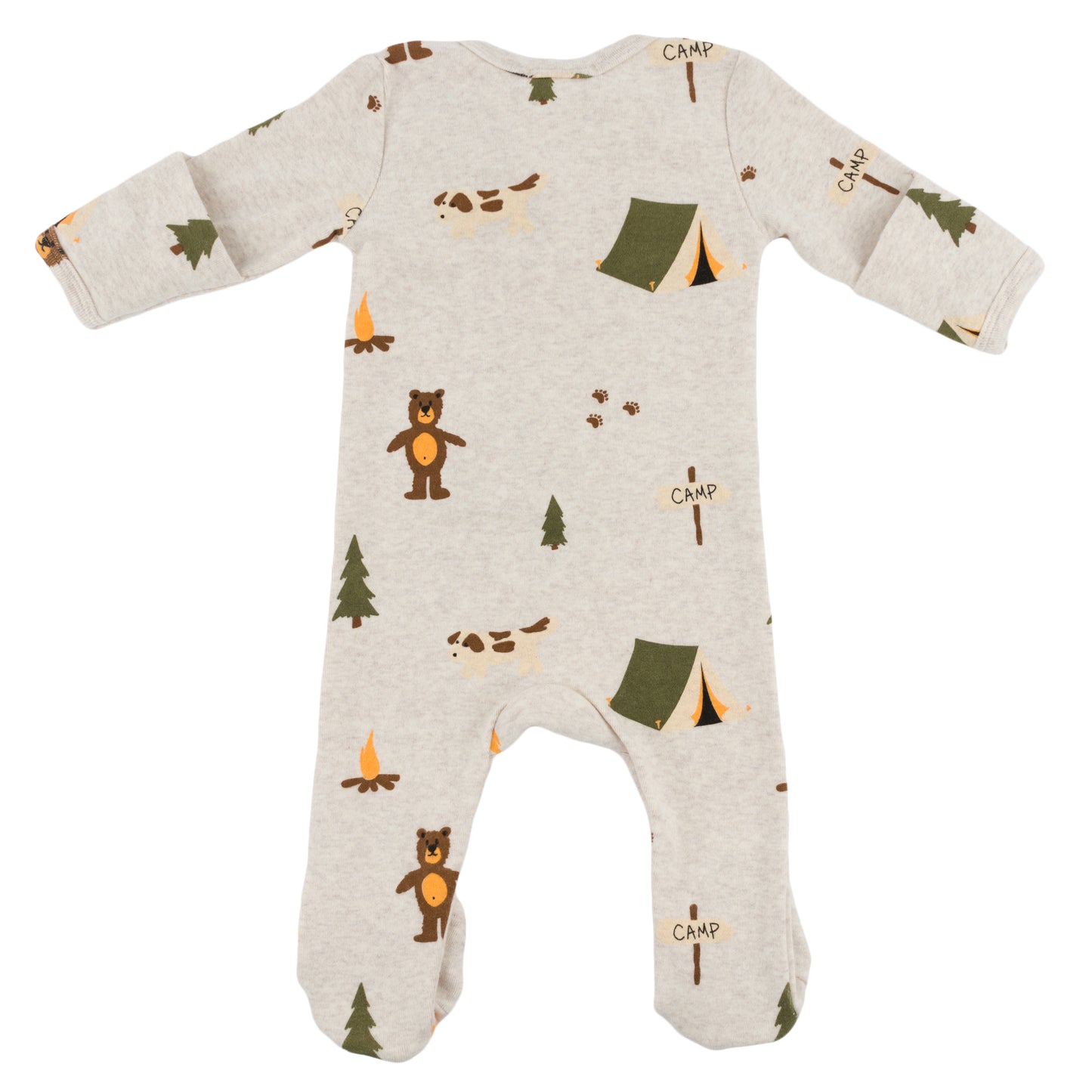 Camping Print Zipper Footie