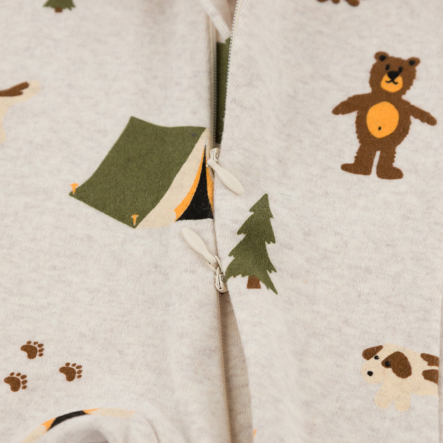 Camping Print Zipper Footie