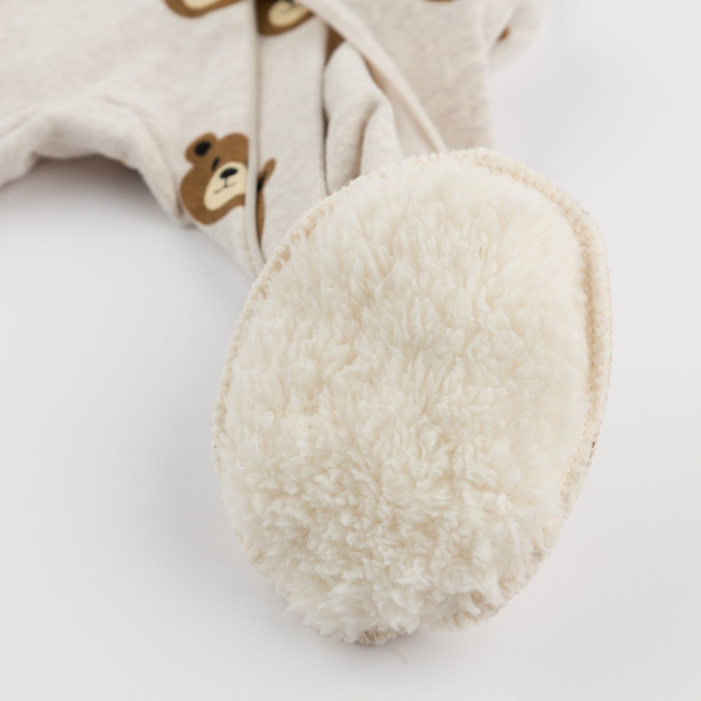 Teddy Bear Face Print Zipper Footie
