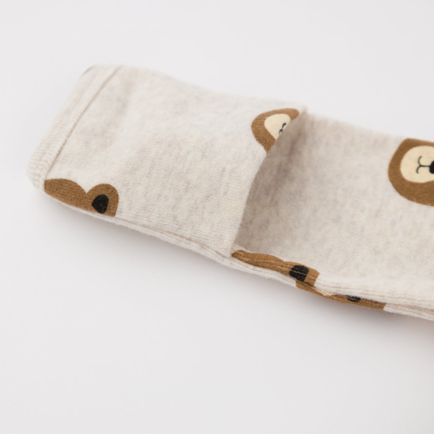 Teddy Bear Face Print Zipper Footie