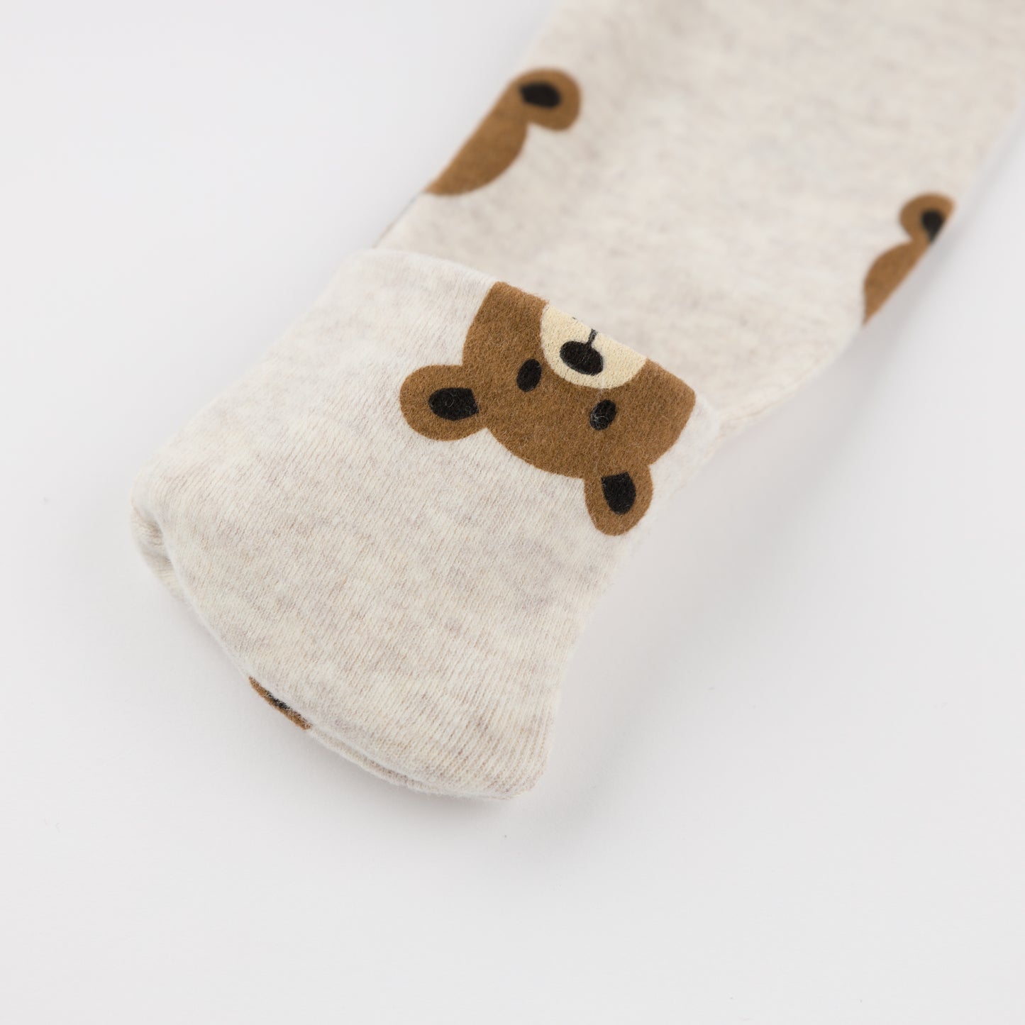 Teddy Bear Face Print Zipper Footie