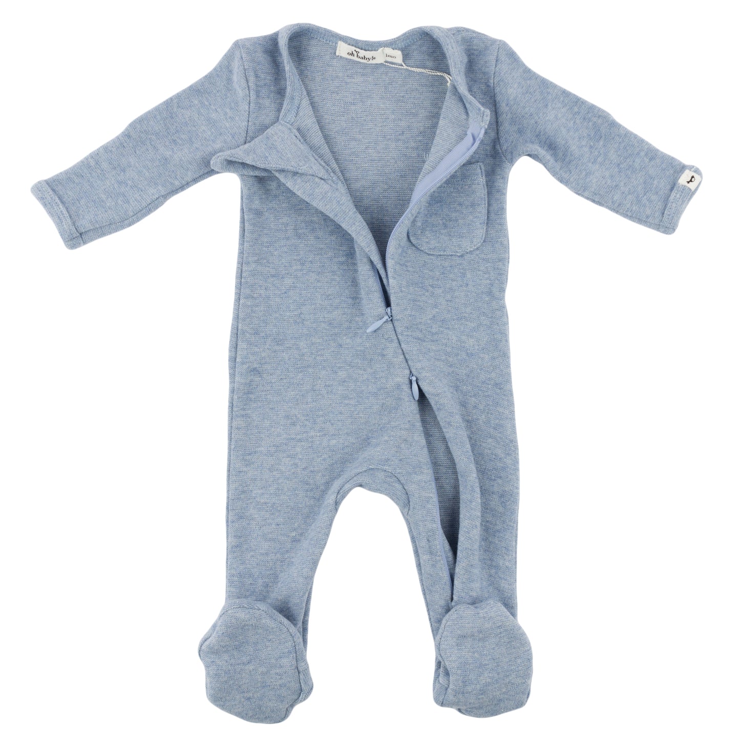 Mini Stripe Zipper Footie with Pocket