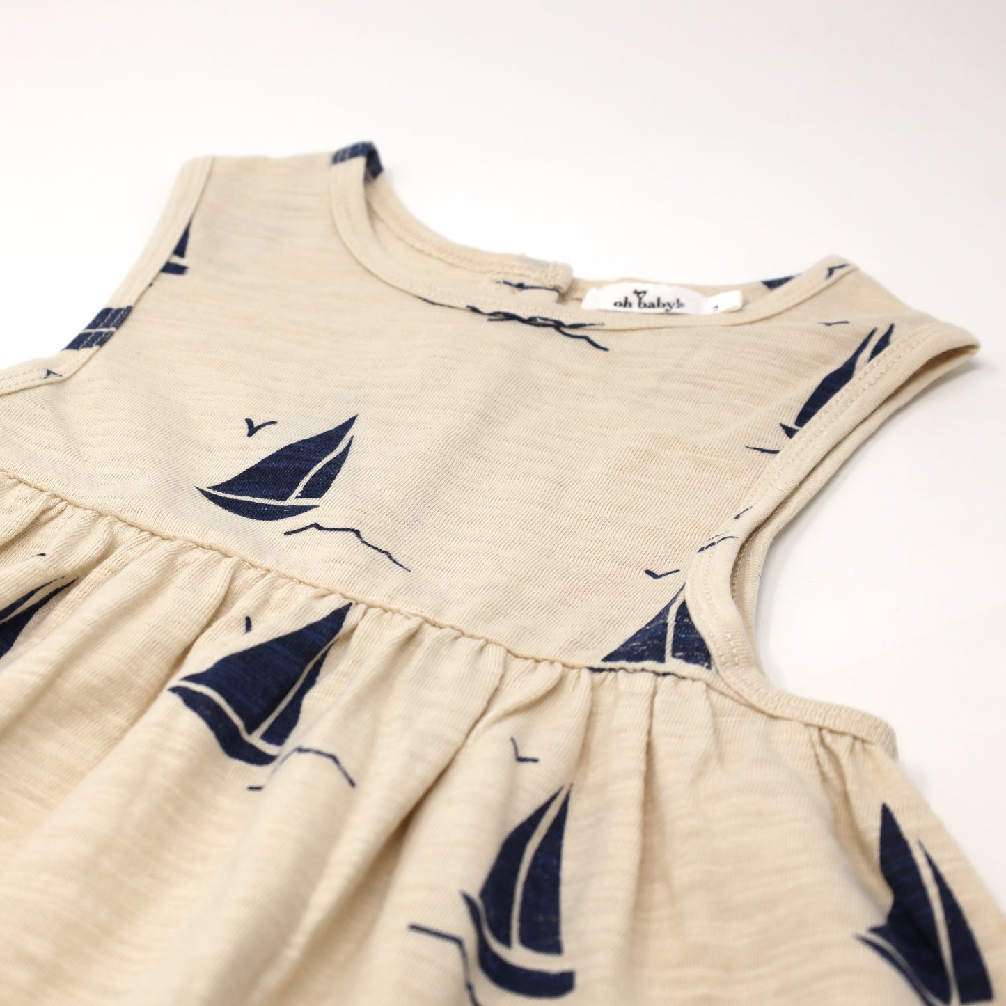 Navy Sailboat Print Slub Tank Dress