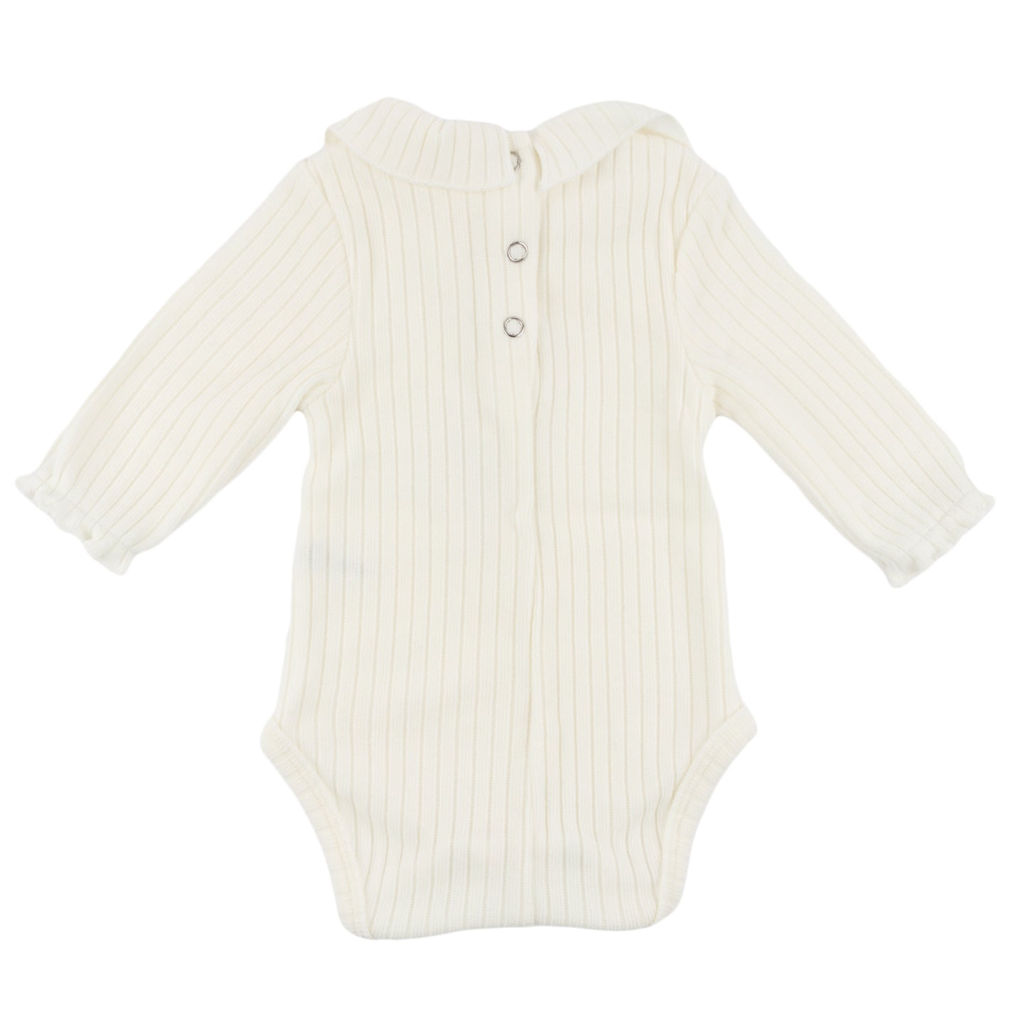 Wide Rib Fuzzy Sweater Knit Ruffle Neck Onesie