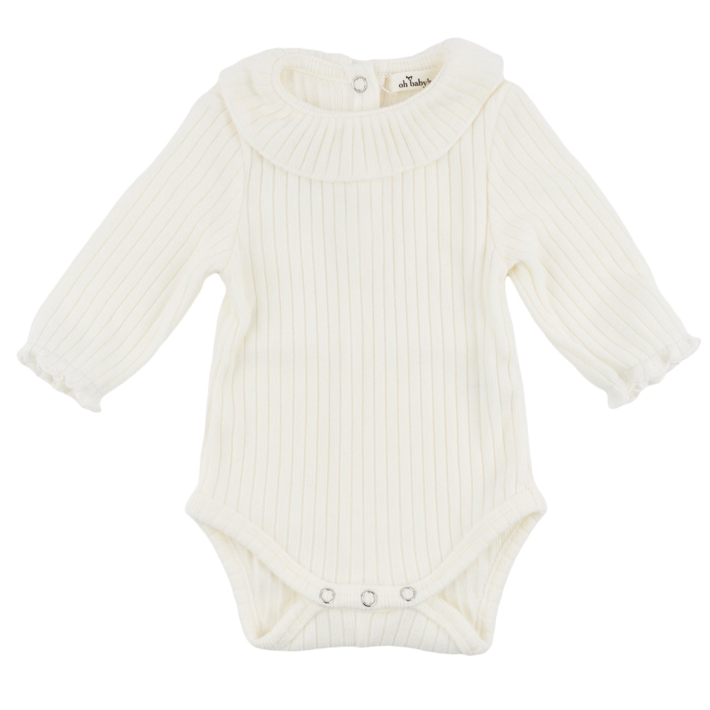 Wide Rib Fuzzy Sweater Knit Ruffle Neck Onesie