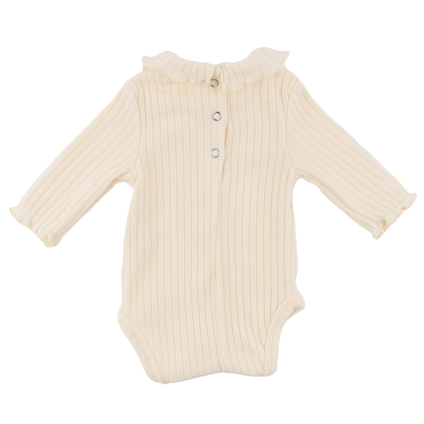 Wide Rib Fuzzy Sweater Knit Ruffle Neck Onesie