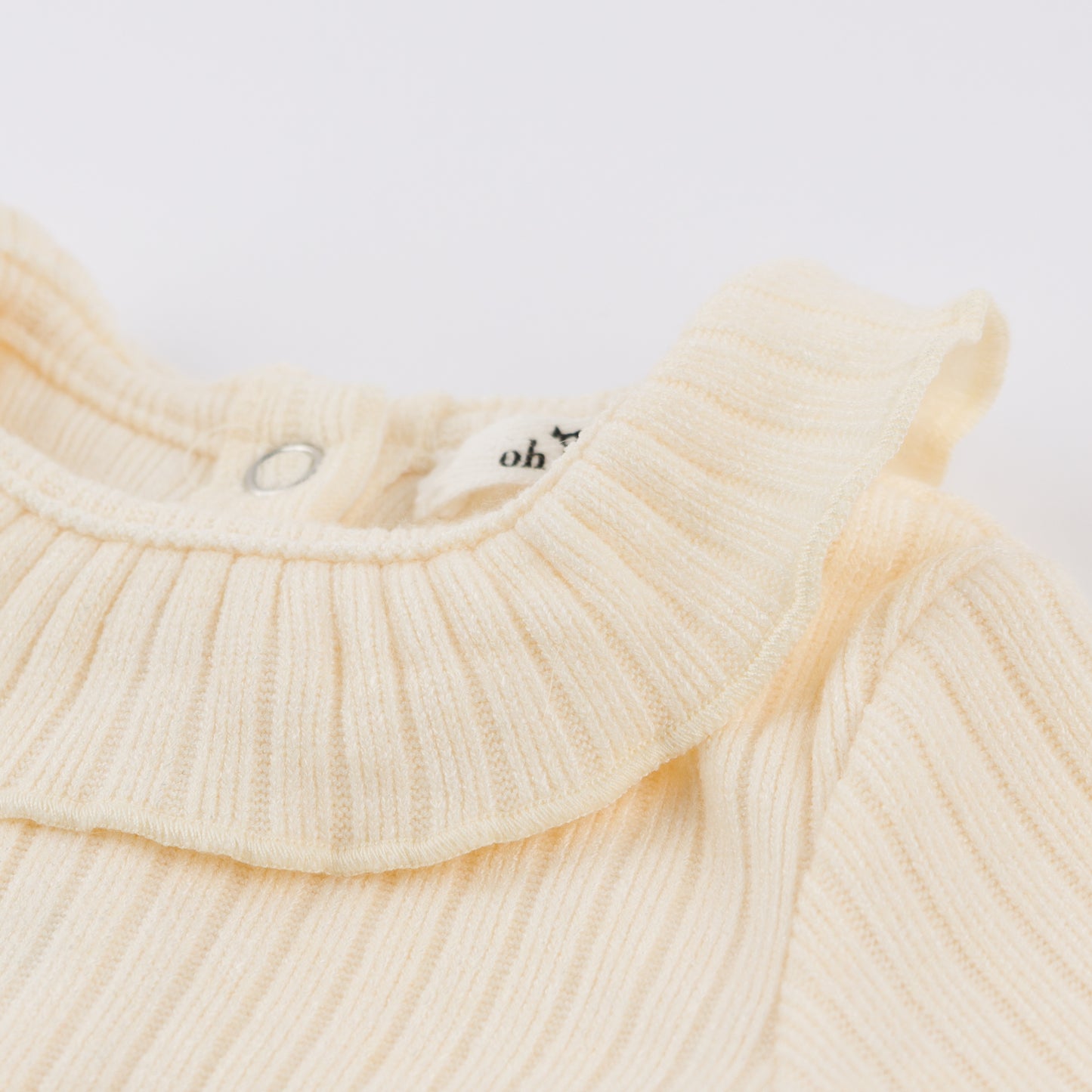 Wide Rib Fuzzy Sweater Knit Ruffle Neck Onesie