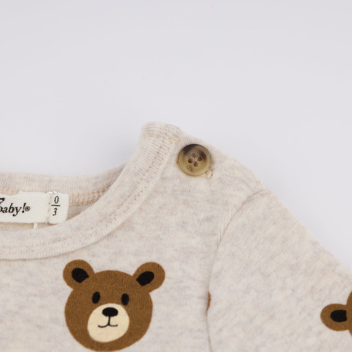 Teddy Bear Face Print Pocket Onesie