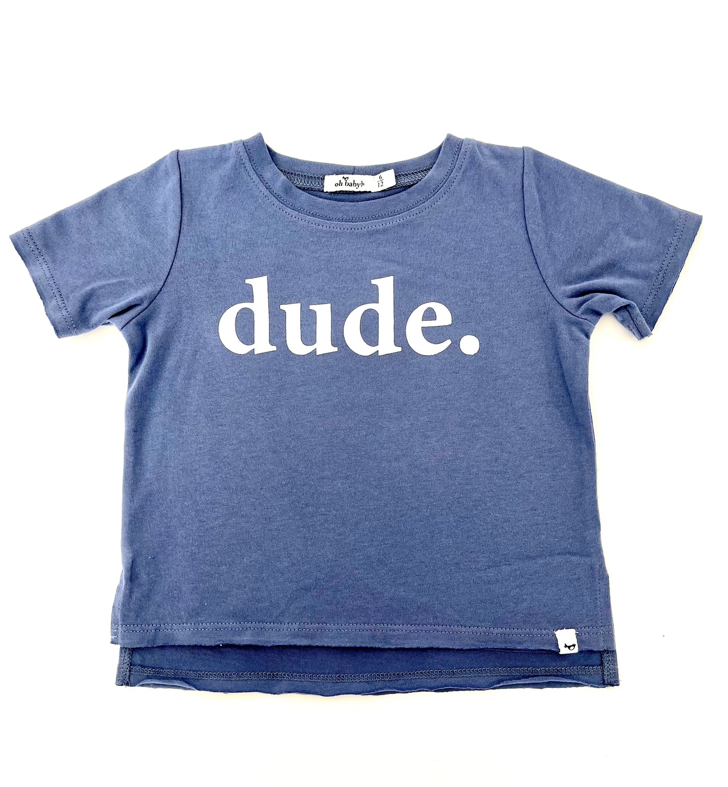 "dude" White Ink Raw Edge Tee