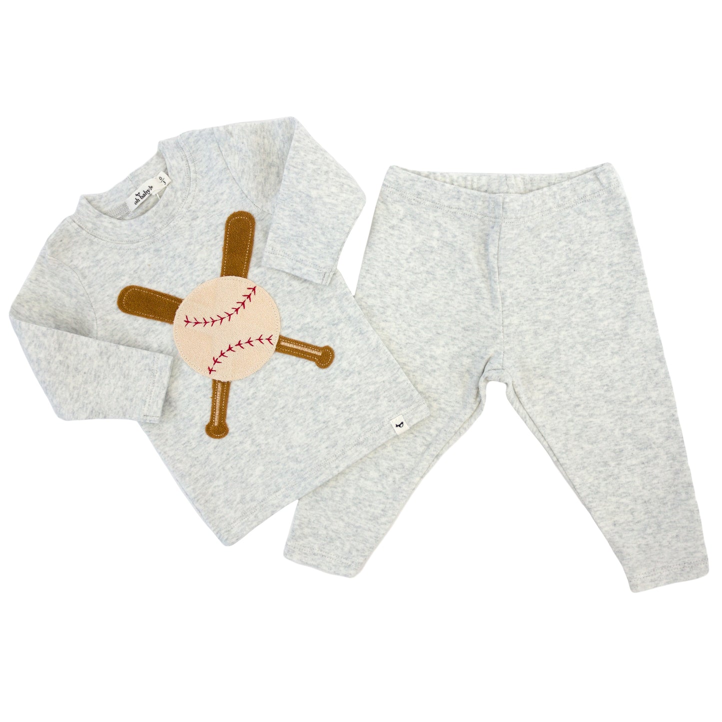 Vintage Baseball Terry Applique 2pc Set