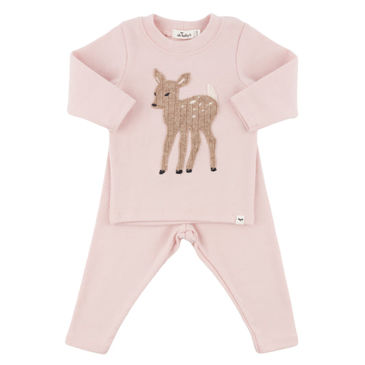 Deer Applique L/S 2pc Set