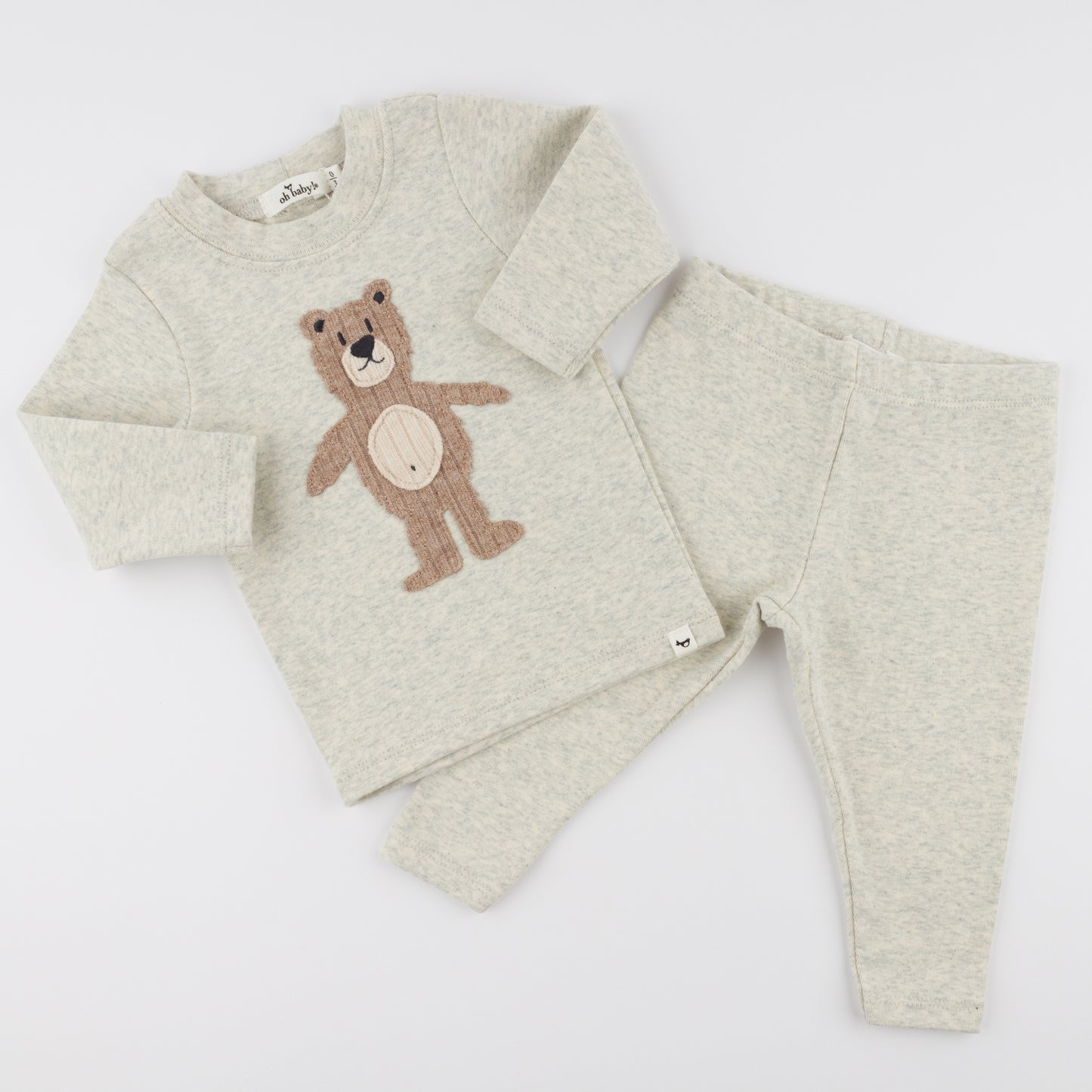 Shaggy Bear Applique L/S 2pc Set