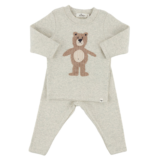 Shaggy Bear Applique L/S 2pc Set