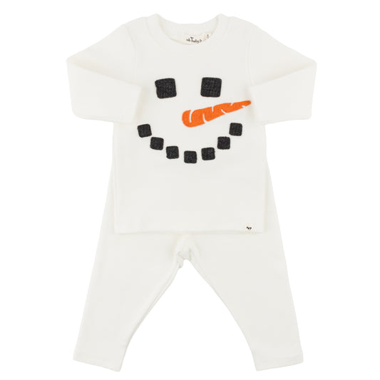 Snowman Face Applique L/S 2pc Set