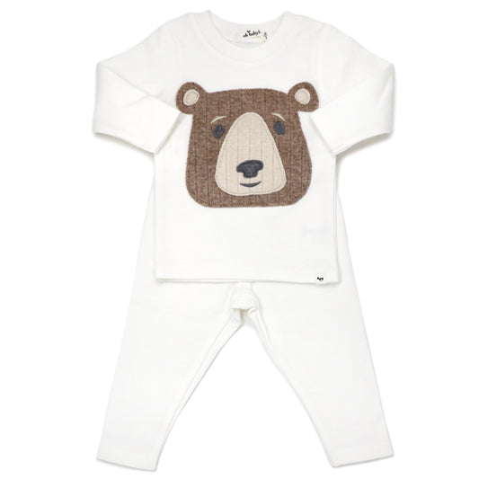 Teddy Face Applique LS 2pc Set