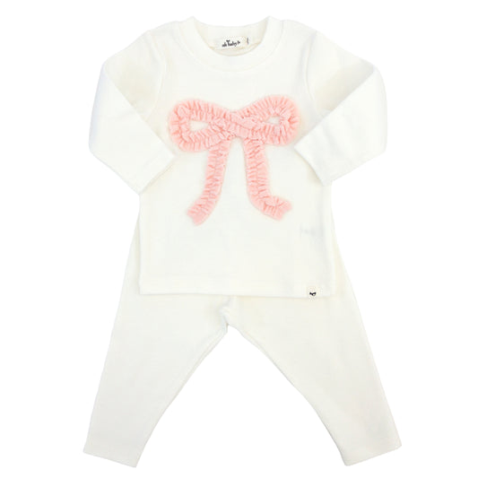 Ruffle Bow Terry Applique 2pc Set