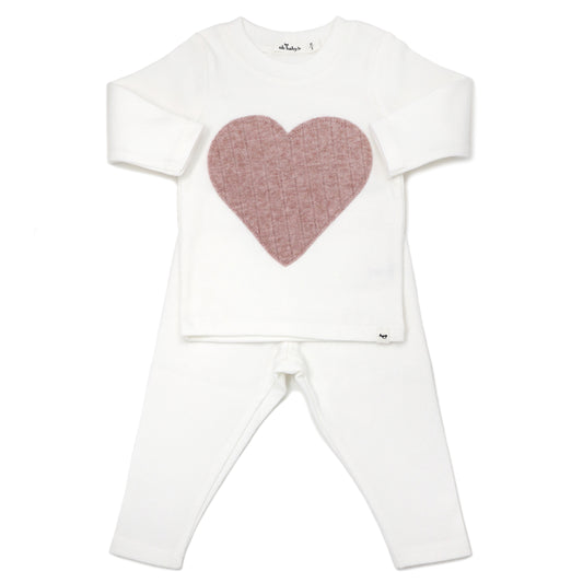 Ribbed Blush Heart LS 2pc Set