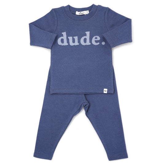 Fog "dude" applique on Denim L/S 2PC Set