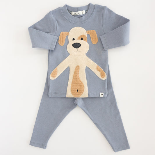 Large Puppy Natural Terry Applique 2pc Set