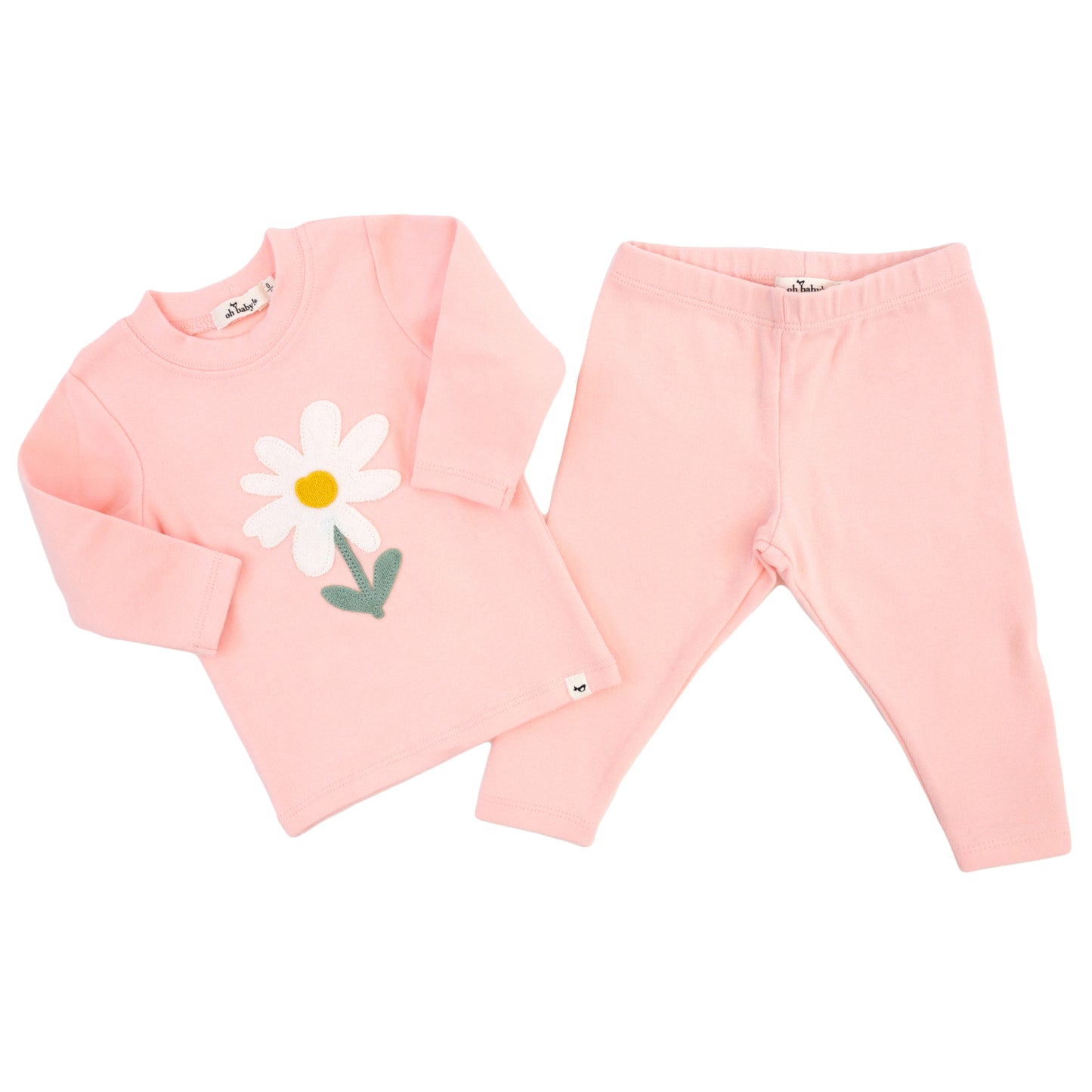 White Daisy Terry Applique 2pc Set