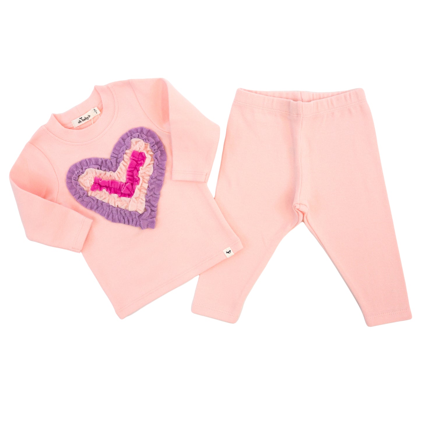 Multi Ruffle Heart Terry Applique 2pc Set