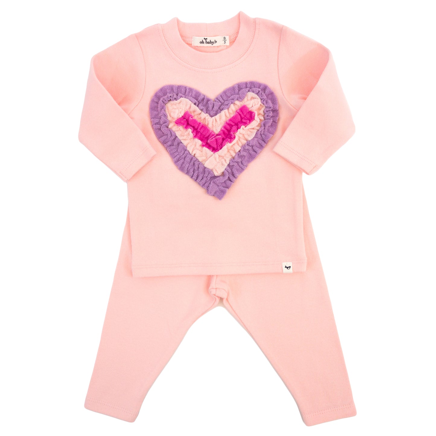 Multi Ruffle Heart Terry Applique 2pc Set