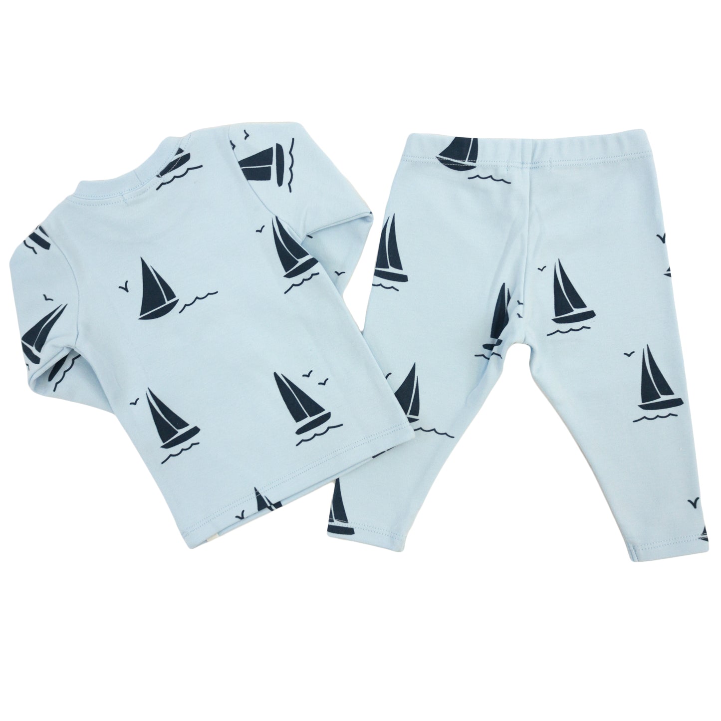 Denim Sailboat Print 2pc Set