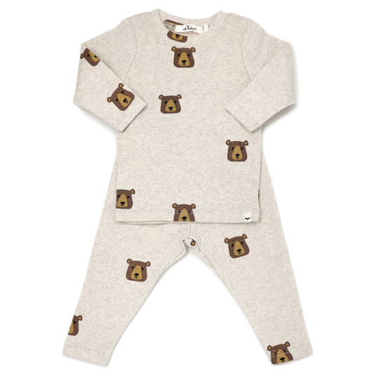 Brown Bear Faces Print 2pc Set