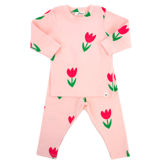 Cotton Candy Pink Tulips Print 2pc Set