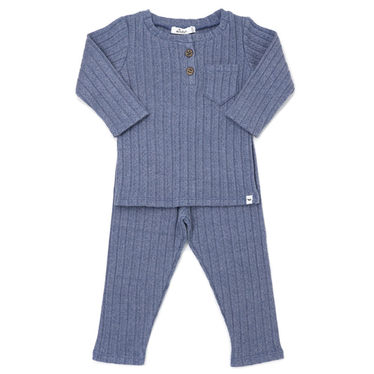 Cable Pocket Henley 2pc Set